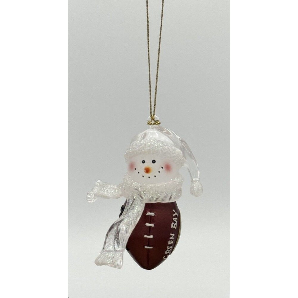Green Bay Packers Wilson NFL Football Snowman Christmas Ornament